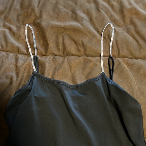 Black bodysuit with rhinestone straps - Picture 2 of 2